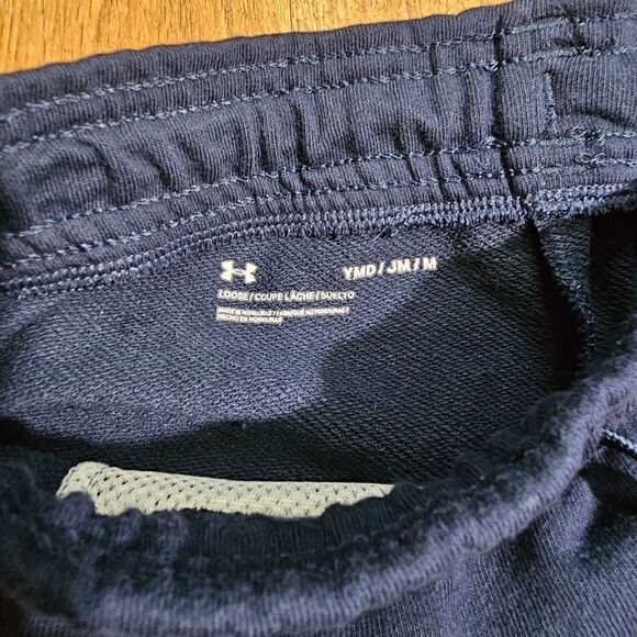 Under Armour Project Rock Shorts French Terry Fleece Navy Blue White Boys M 8-10 - Picture 4 of 6